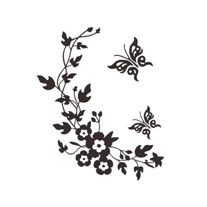 Decorative black butterfly and flower vine wall stickers for bathroom and restroom decor