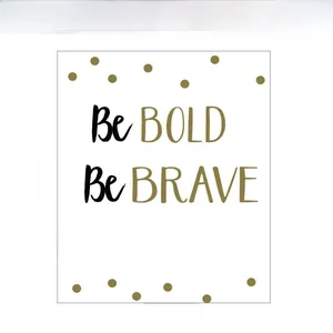 Detailed view of Be Bold Be Brave wall stickers with size markings 80cm x 63.5cm