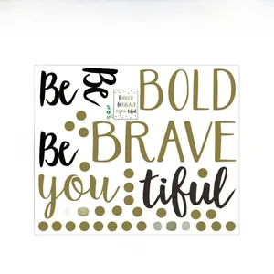 Detail view of the Be Bold Be Brave wall decal layout measuring 60cm by 48cm