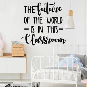 Inspirational English wall decal THE future OF THE WORLD IS IN THIS Classroom for schools
