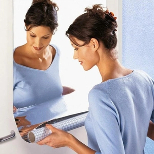 Self-adhesive acrylic mirror wall sticker roll with grid backing for DIY home decor