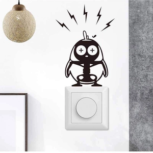 Cartoon penguin wall sticker with lightning symbols for light switch home decoration