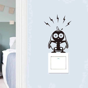 Creative cartoon penguin wall sticker for light switch decor in bedroom setting