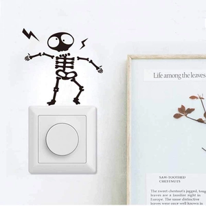 Cartoon Skull Electric Shock Switch Sticker Removable PVC Wall Decal For Living Room Home Socket Decoration Graphic Art