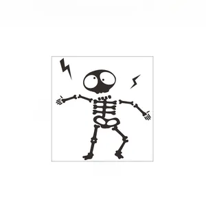 Cartoon skeleton wall sticker with lightning bolts measuring 13cm by 14cm for home decor