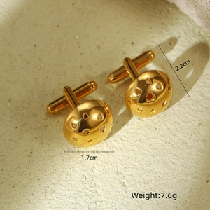 Gold stainless steel cufflinks with heart cutouts and minimalist polished finish