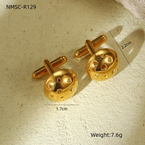 Detailed size view of gold hollow heart cufflinks measuring 1.7cm in diameter