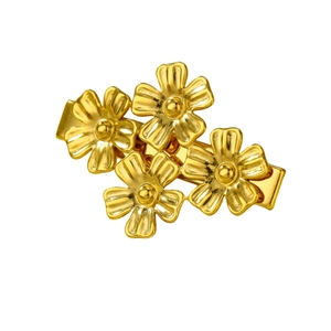 Elegant gold flower petal hair clip with pearls made of durable stainless steel metal