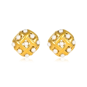 Orecchini vintage francesi in oro con perle intrecciate per uno stile elegante e chic