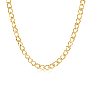 Massive 18K vergoldete Edelstahlkette mit texturierten Gliedern für Damen Mode