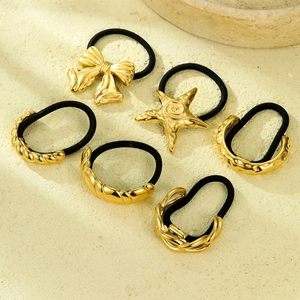 Lot de 6 chouchous dorés de luxe avec nœuds papillon, étoiles de mer et breloques