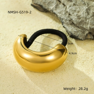 Minimalist 18K gold plated hollow metal hair tie with polished mirror finish surface