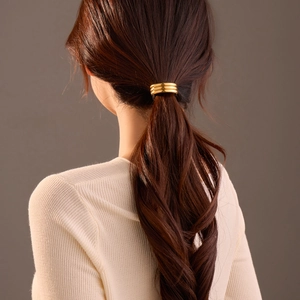 Élastique à Cheveux Anneau à Trois Couches en Forme de U en Acier Inoxydable Scrunchie en Métal pour Femmes