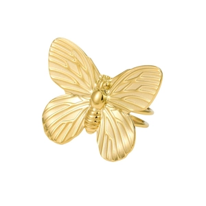 Elegant golden butterfly scarf clip and adjustable stainless steel ring for women