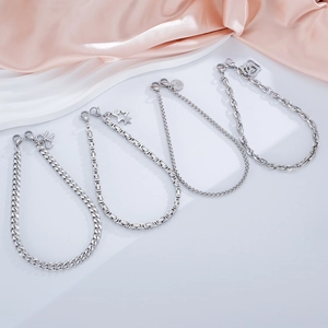 Silver stainless steel charms chains with star and heart pendants for bags or phones