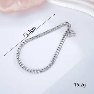 Silver stainless steel star chain bag charm with bow pendant and lobster clasp detail