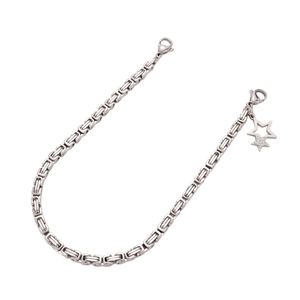 Byzantine chain with stars pendant and dual lobster clasps in polished silver finish