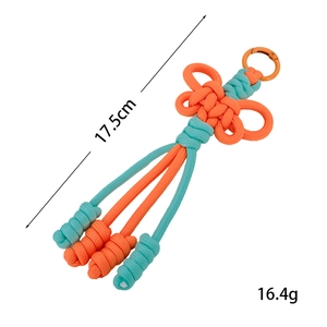 Handgefertigter zweifarbiger Schlüsselanhänger aus Nylon in Orange und Türkis
