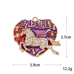 Pendentif cheval doré avec émail et cristaux pour décoration de coque de téléphone