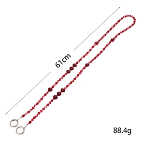61cm gradient beaded phone crossbody strap with red heart and silver metal rings