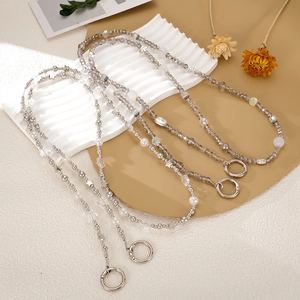 Star shaped acrylic beaded phone lanyard strap with metallic lobster clasp attachment