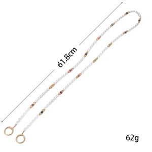 Chaîne perlée colorée de 61,8 cm pour téléphone ou sac avec fermoirs à ressort dorés