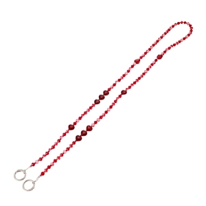 Pink and red beaded crossbody phone chain with heart charms and silver rings
