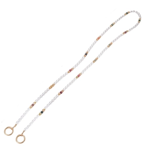 Chaîne bandoulière minimaliste en perles colorées avec crochets dorés circulaires