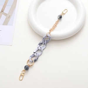 Acrylic marble texture handbag chain with golden metal rings and lobster clasps