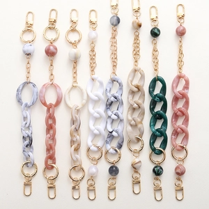 Acrylic handbag chains with marble texture and gold metal clasps for DIY accessories