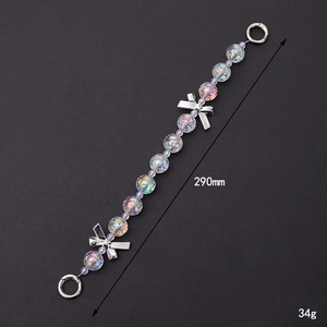 Catena per cellulare con perline iridescenti e fiocchi di metallo, lunghezza 290mm