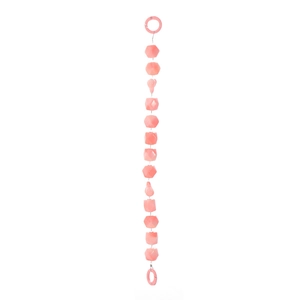 Pink acrylic candy beaded phone chain with pearl clouds and spring rings in a vertical view