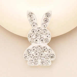 Ciondolo a forma di coniglio in argento scintillante con strass per scarpe e fai da te