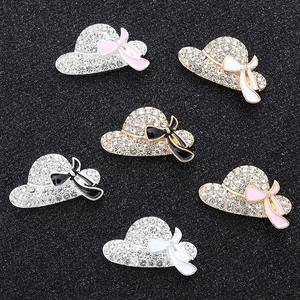 Sparkling hat charms with rhinestones and enamel bows for DIY jewelry and phone case decor