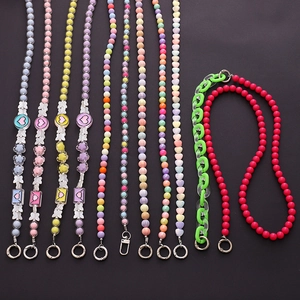 Candy Color Acrylic Beaded Phone Chain Crossbody Phone Case Lanyard Fashion Heart Bowknot Decor Strap For Women Tech Accessory