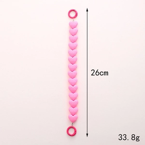 Pink heart-shaped beaded chain strap for phones and bags with 26cm length detail