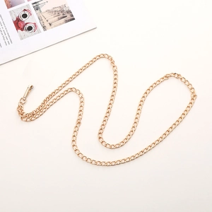 Detail of a 120cm polished gold metal chain strap with secure lobster clasp for mobile cases