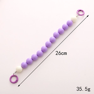 Handmade 16mm purple acrylic beaded chain for phone cases or bags with spring rings
