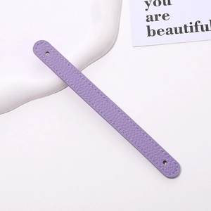 Purple lychee leather phone wrist strap with white stitching for DIY accessories