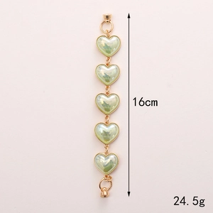 16cm colorful acrylic heart bead phone chain with gold metal edges and magnetic clasp