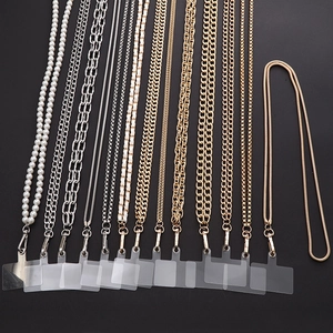 Universal Crossbody Metal Chain Phone Lanyard Anti-Lost Shoulder Strap Faux Artificial Pearl Leather Woven Bag Replacement Chain For Women