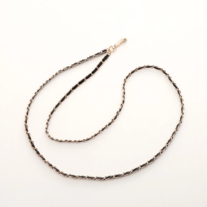 Golden metal chain with black leather strap and lobster clasps for mobile phone cases
