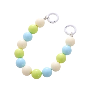 Pastel acrylic 16mm beaded phone chain with mint, blue, white beads and spring rings