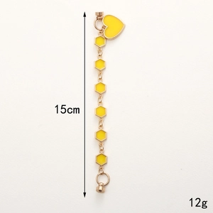 Bijou de téléphone créatif coeur jaune et nid d'abeille, longueur 15 cm et poids 12 g