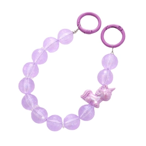 Purple mermaid bead phone chain with glitter finish and a cute unicorn charm