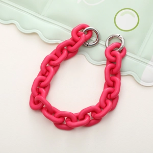 Catena in acrilico rosso rosa opaco con anelli a molla in metallo argento per borse e fai-da-te