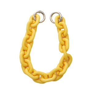 Catena spessa in acrilico giallo limone con fibbie rotonde a molla in metallo argento