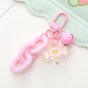 Cute pink candy acrylic keychain with bell and lobster clasp for school bags