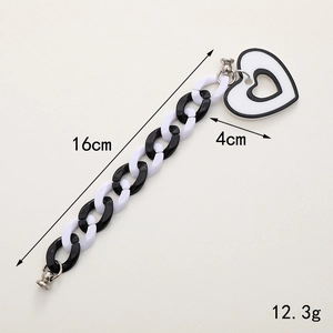 Gradient acrylic link chain wrist strap for phone case with white heart charm 16cm