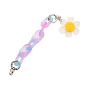 Gradient acrylic phone strap with matte rings, metal clasp and glitter flower charm